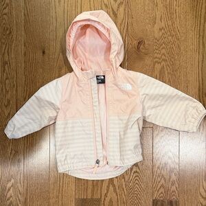 The North Face Light Pink Striped Raincoat Baby 3-6 month